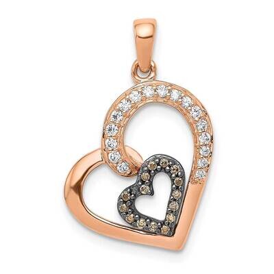 Champagne &amp; White Diamond Hearts Pendant 14k Rose Gold PM4899-020-RA, MPN: PM4899-020-RA, 883957301…