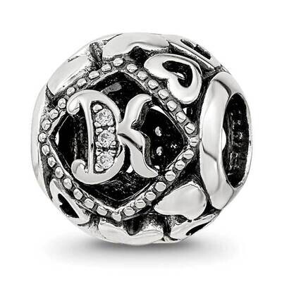 CZ Letter K Bead Sterling Silver QRS4104, MPN: QRS4104,