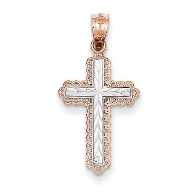 Diamond Cut Cross Pendant 14k Rose Gold XR1216, MPN: XR1216, 886774619255