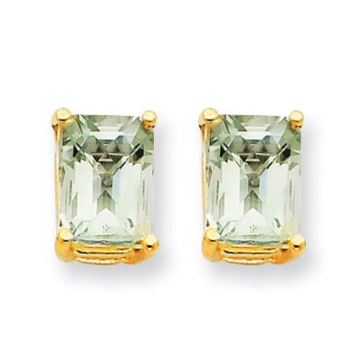 7x5 Emerald-Cut Green Quartz Earrings 14k Gold XE66CG, MPN: XE66CG, 883957095806