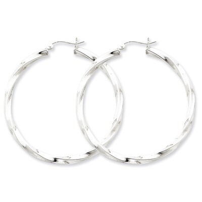 3.00mm Twisted Hoop Earrings Sterling Silver Rhodium-plated QE4588, MPN: QE4588, 883957932002