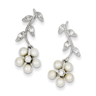 Cultured Pearl Diamond Post Earrings Sterling Silver QE4334, MPN: QE4334, 191101188657
