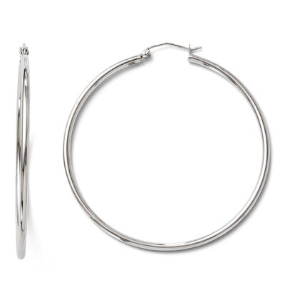 Leslie&#39;s Polished Hinged Hoop Earrings - 10k White Gold HB-TA41, MPN: TA41, 883957025001