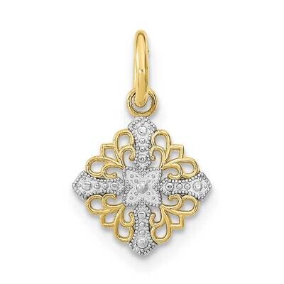 Rhodium Mini Cross Medallion Charm 10k Gold 10K9532, MPN: 10K9532,