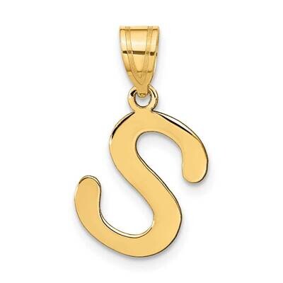 Bubble Letter S Initial Pendant 14k Gold Polished YC1441S, MPN: YC1441S, 196904084793