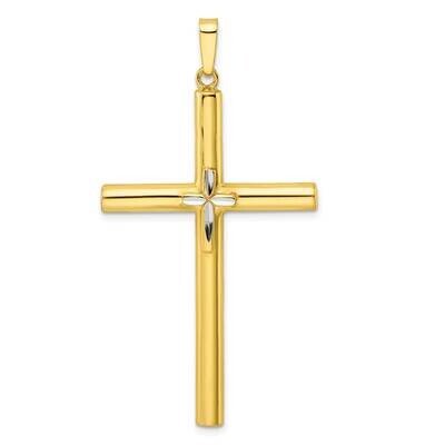 Diamond-Cut Center Hollow Cross Pendant Sterling Silver Gold-Tone QC11142, MPN: QC11142,