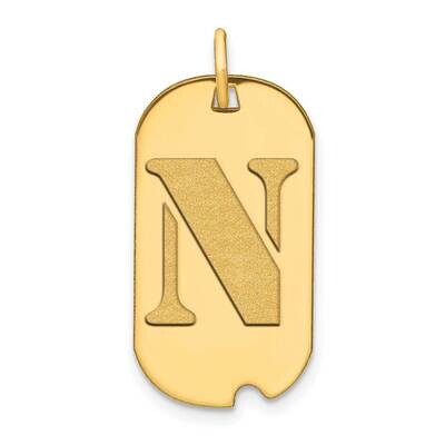 Letter N Initial Dog Tag Pendant 14k Gold Polished YC1439N, MPN: YC1439N, 196904086179