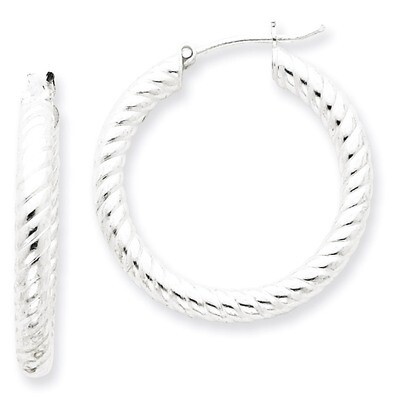 3.00mm Hoop Earrings Sterling Silver Rhodium-plated QE841, MPN: QE841, 883957941127