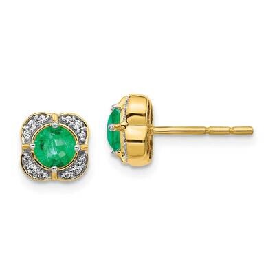 Emerald Fancy Earrings 14k Gold Diamond EM3923-EM-010-YA, MPN: EM3923-EM-010-YA, 191101836640