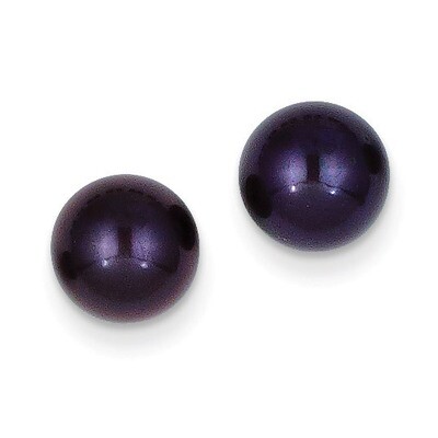 8-9mm Black Round Cultured Pearl Stud Earrings 14k Gold X80PB, MPN: X80PB, 815479016502