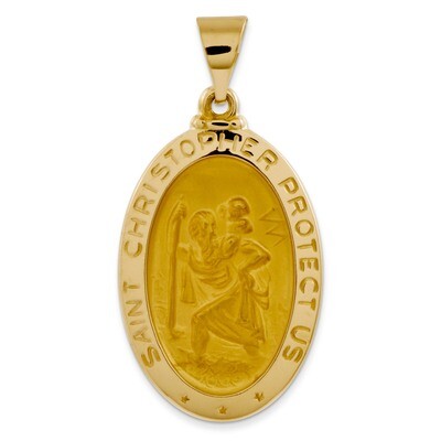Saint Christopher Medal Pendant 14k Gold Polished and Satin XR1308, MPN: XR1308, 886774582597