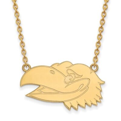 University of Kansas Large Pendant with Chain Necklace Gold-plated Silver GP048UKS-18, MPN: GP048UK…