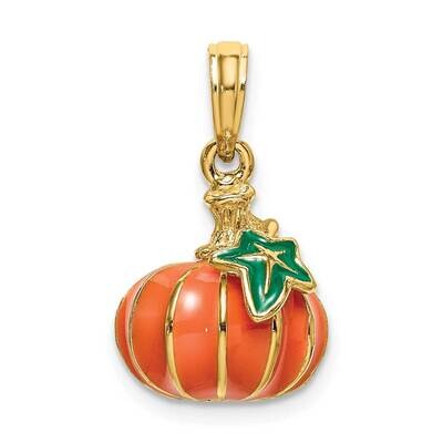 Enameled Pumpkin Charm 14k Gold 3-D K6886, MPN: K6886, 637218128495
