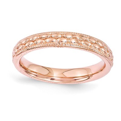 Rose Gold-plated Patterned Ring - Sterling Silver QSK1568, MPN: QSK1568, 886774212166