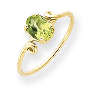 Peridot Ring 14k Gold 7x5mm Oval Y4663PE, MPN: Y4663PE, 883957562964