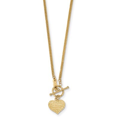 18 Inch 3-Strand Diamond -cut Heart Toggle Necklace 14k Gold Polished SF2534-18, MPN: SF2534-18, 88…