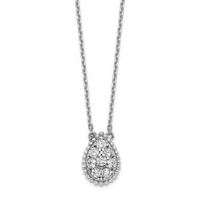 Cz Teardrop 18 Inch Necklace Sterling Silver QG5628-18, MPN: QG5628-18, 191101395345