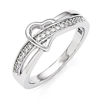 Heart Ring Sterling Silver &amp; Cubic Zirconia QMP1094, MPN: QMP1094, 886774577388