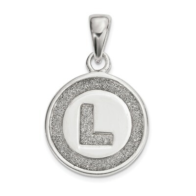 Letter L Circle Pendant Sterling Silver Glitter Enamel  QC9180L, MPN: QC9180L, 886774095493