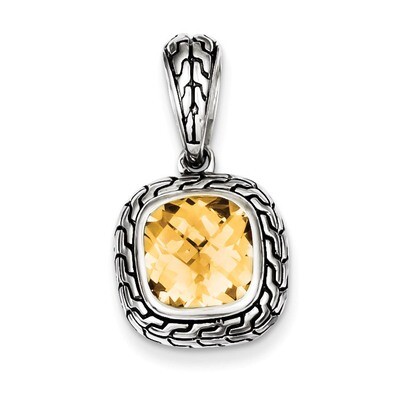 Champagne Diamond Pendant Antiqued Sterling Silver QP2152, MPN: QP2152, 883957014593