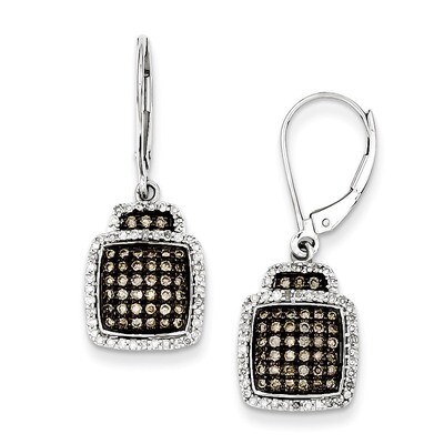 Champagne Diamond Large Square Leverback Earrings Sterling Silver QE10686, MPN: QE10686, 8839570258…