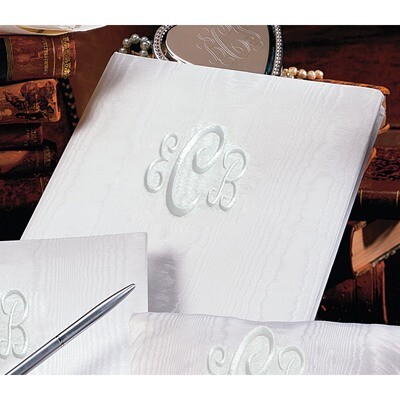White Moire Monogram (240 Signatures, 3 Ring Binder) Memory Book GL9805