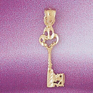 Dazzlers Jewelry Key Pendant Necklace Charm Bracelet in Yellow, White or Rose Gold 7106, MPN: DZ-71…