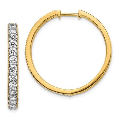Diamond Milgrain Hoop Earrings 14k Yellow Gold EM4284-200-YA, MPN: EM4284-200-YA, 883957453187