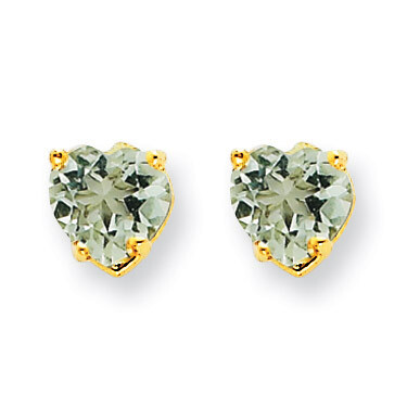 5mm Heart Green Quartz Earrings 14k Gold XE97AG, MPN: XE97AG, 883957110516