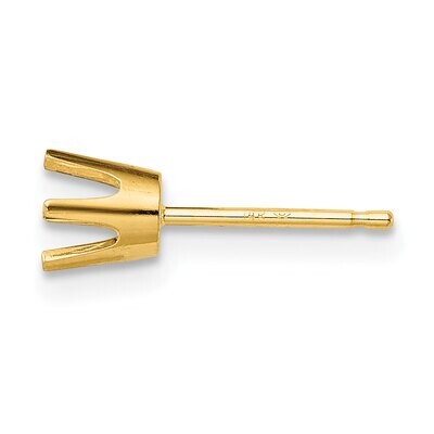 Round 6-Prong .50ct. Flat Back Post Earring Mounting 14k Yellow Gold YG339, MPN: YG339,