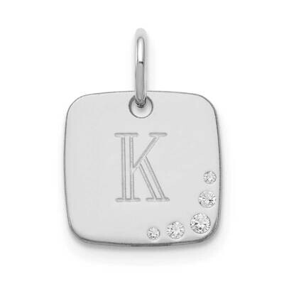 Cushion Initial with Diamonds Charm 14k White Gold XNA1384W, MPN: XNA1384W,
