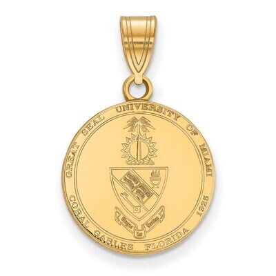 University of Miami Medium Crest Pendant Gold-plated Silver GP066UMF, MPN: GP066UMF, 886774952666