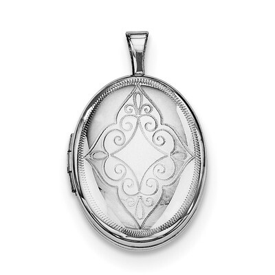 Scroll Oval Locket Sterling Silver Rhodium-plated QLS639, MPN: QLS639, 191101390074