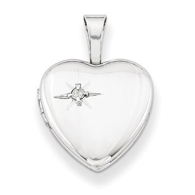 Heart Locket Sterling Silver &amp; Diamond Polished 12mm QLS483, MPN: QLS483, 883957565354