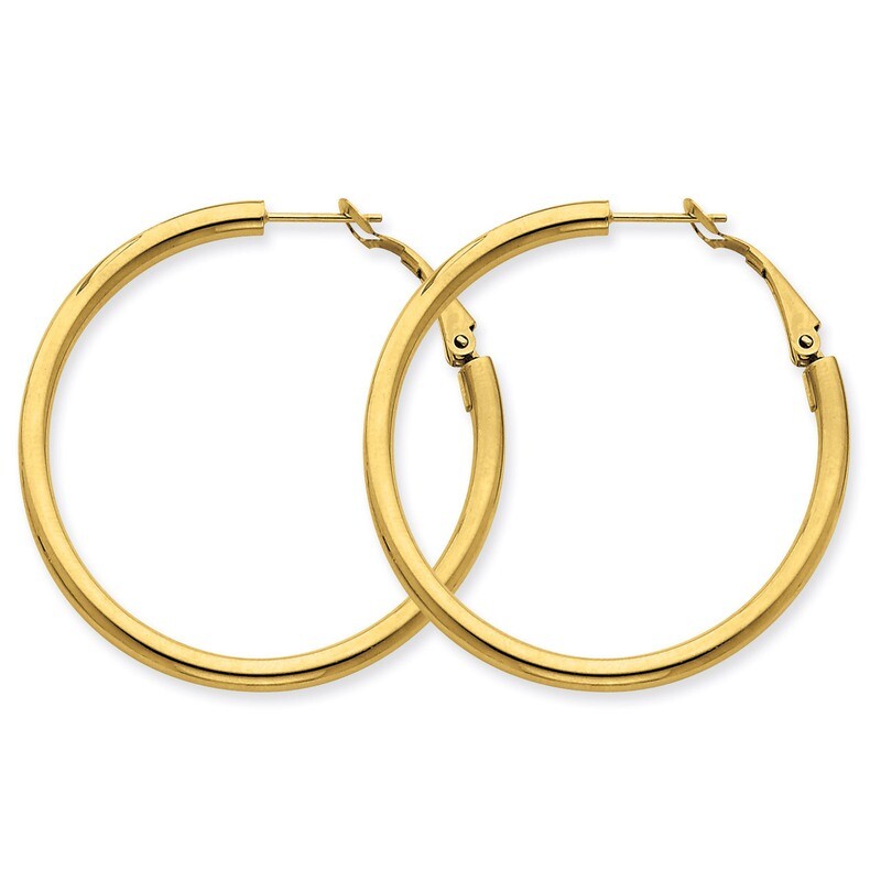 3x35mm Polished Round Hoop Earrings 14k Gold PRE224