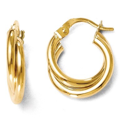 Leslie&#39;s Polished Twisted Double Hoop Earrings - 14k Gold HB-LE432, MPN: LE432, 883957024202
