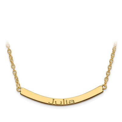 Recessed Letters Curved Name Bar with Chain Sterling Silver Gold-plated XNA649GP, MPN: XNA649GP, 88…