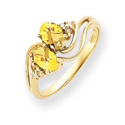 Citrine Diamond Ring 14k Gold 6x4mm Oval Y4617CI/A, MPN: Y4617CI/A, 883957456973