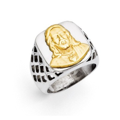 Yellow IP-plated Jesus Polished Ring - Stainless Steel SR299 by Chisel, MPN: SR299, 886774263595