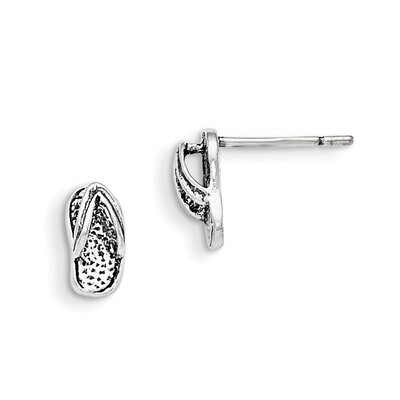 Antiqued Flip Flop Post Earrings Sterling Silver QE6881, MPN: QE6881, 886774558431