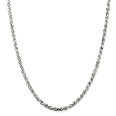 28 Inch 4.25mm Diamond-cut Rope Chain Sterling Silver QDC090-28, MPN: QDC090-28, 883957623856