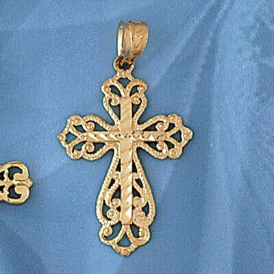 Dazzlers Jewelry Cross Pendant Necklace Charm Bracelet in Yellow, White or Rose Gold 7889, MPN: DZ-…
