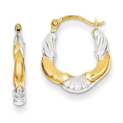 Hollow Scalloped Hoop Earrings 14K Gold &amp; Rhodium TL755, MPN: TL755, 883957026626