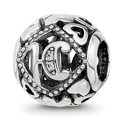 CZ Letter H Bead Sterling Silver QRS4101, MPN: QRS4101,