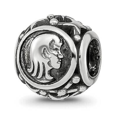 Antiqued Zodiac Virgo Bead Sterling Silver QRS4088, MPN: QRS4088,