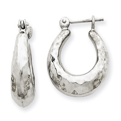 Hammered Hoop Earrings 14k White Gold H750, MPN: H750, 658226125399