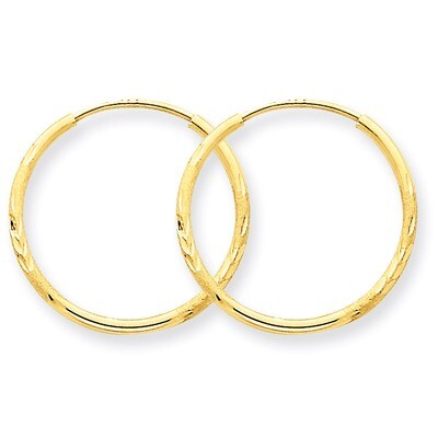 1.25mm Diamond-cut Endless Hoop Earring 14k Gold XY1218, MPN: XY1218, 883957300030