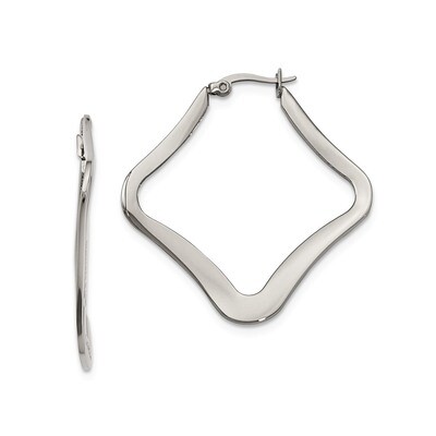 Diamond Shaped Hoop Earrings Stainless Steel Polished SRE220 by Chisel, MPN: SRE220, 886774037509