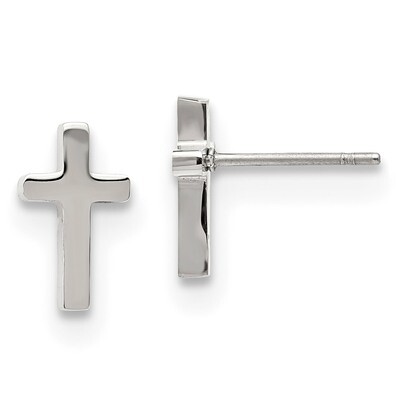 Cross Post Earrings Stainless Steel Polished Engravable SRE1173, MPN: SRE1173, 191101076688