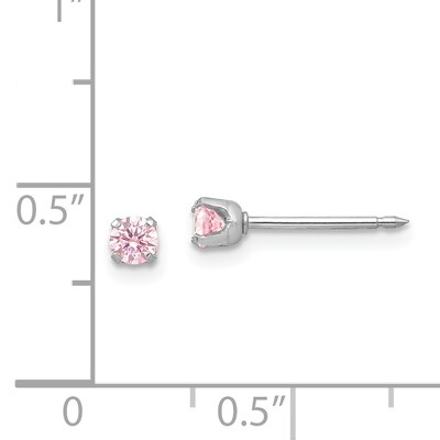 3mm Pink Cubic Zirconia Earrings 14k White Gold 273E, MPN: 273E,